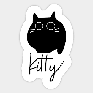 Kitty Fluffy Fat Black Cat Sticker